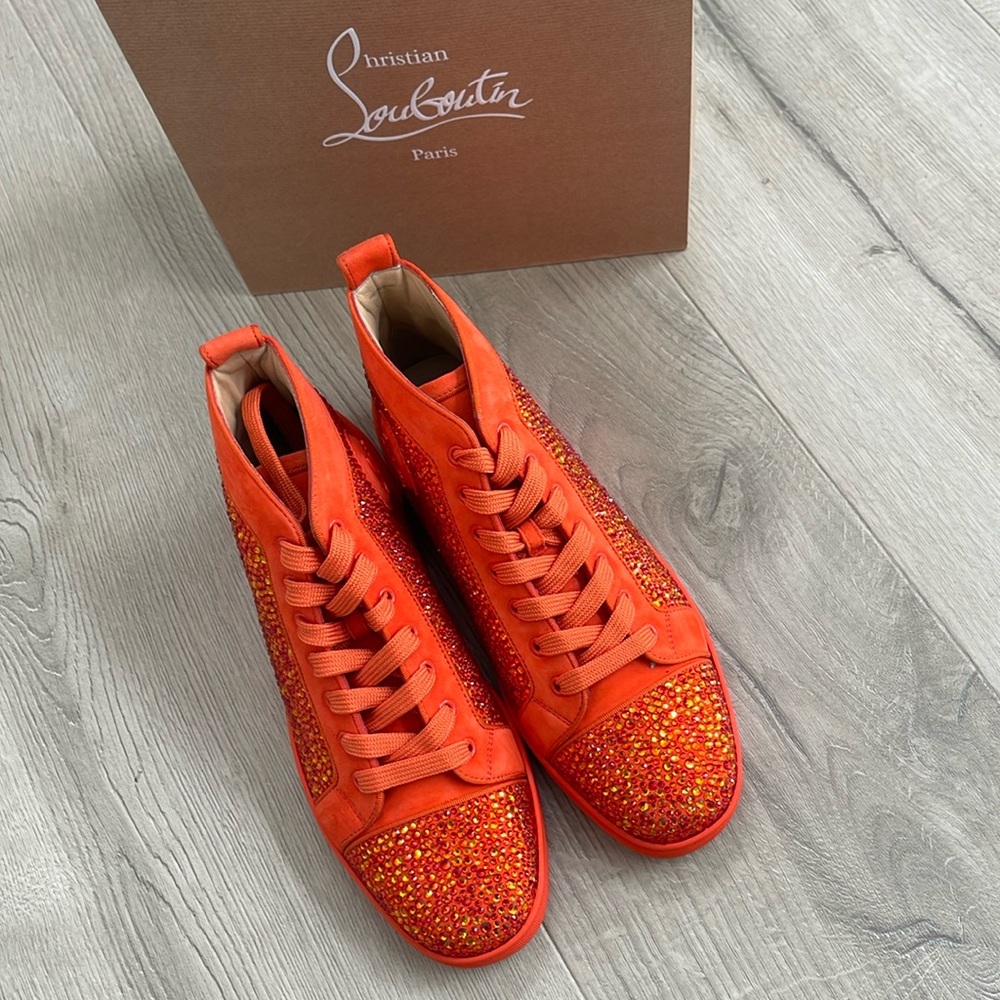 CHRISTIAN LOUBOUTIN orange strass sneakers